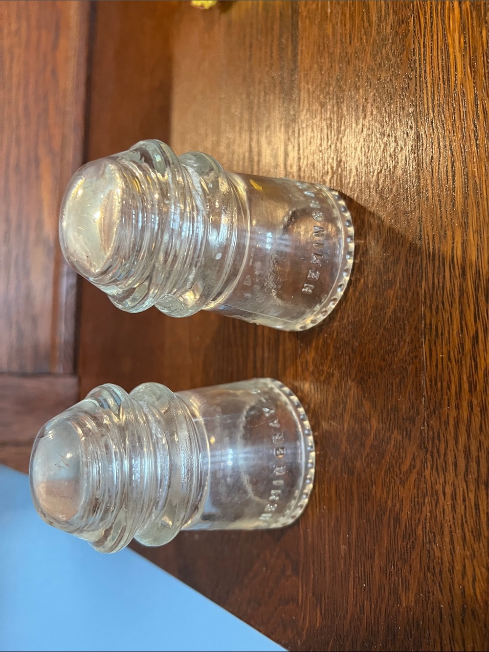 Clear Glass Vintage-Style Insulators — Pair